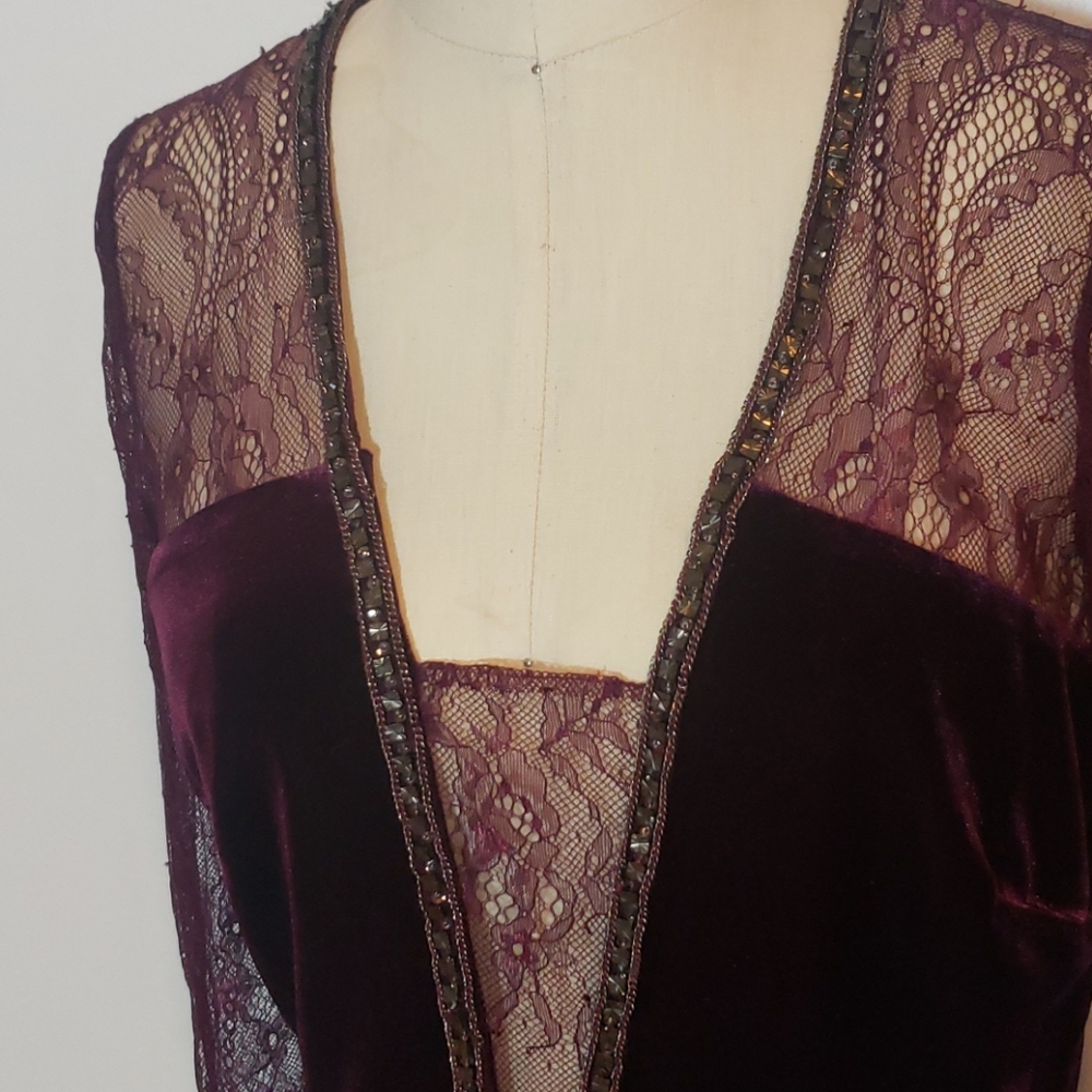 NWT Badgley Mishka stretch velvet lace dress